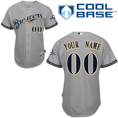 Customized Milwaukee Brewers MLB Jersey-Men's Authentic Road Gray Cool Base Baseball Jersey